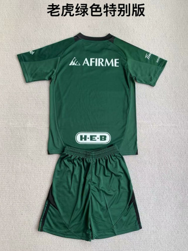 Youth Uniform Kids Kit 2024-2025 Tigres Green Special Edition Soccer Jersey Shorts Child Football Set