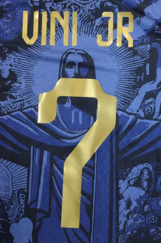 Player Version 2024 Brazil VINI JR 7 Black Jesus Special Edition Soccer Jersey Brasil Football Shirt