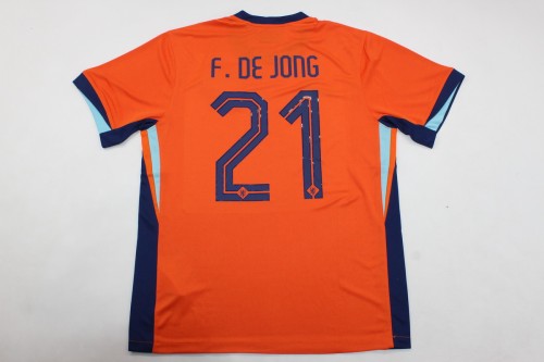 Fans Version 2024 Netherlands F.DE JONG 21 Home Soccer Jersey Holland Football Shirt