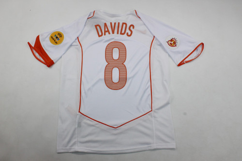 with Patch Retro Jersey 2004 Netherlands DAVID 8 Away White Soccer Jersey Vintage Holland Football Shirt
