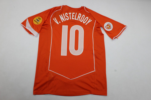 with Patch Retro Jersey 2004 Netherlands V.NISTELROOY 10 Home Soccer Jersey Vintage Holland Football Shirt