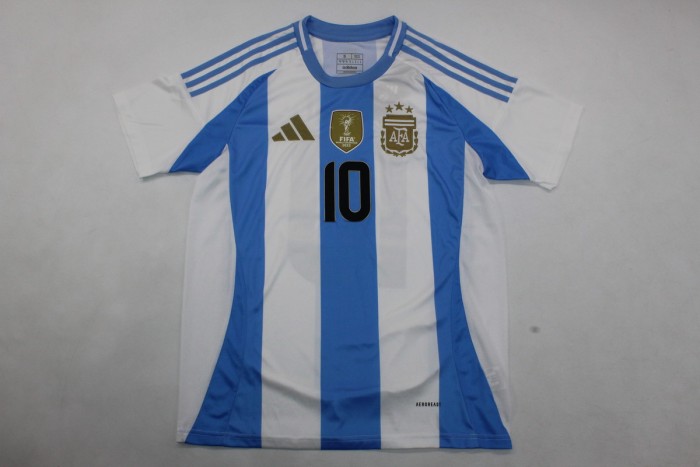 with FIFA World Champions 2022 Patch Fan Version Argentina 2024 MESSI 10 Soccer Jersey Blue Football Shirt