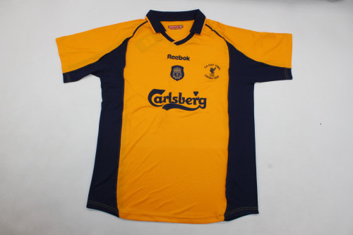 Retro Jersey 2000-2001 Liverpool OWEN 10 Away Yellow EA CUP FINAL Soccer Jersey Vintage Football Shirt