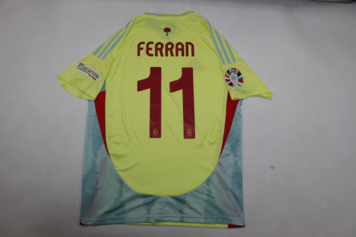 with Euro Patch Player Version Spain 2024 FERRAN 11 Away Soccer Jersey España Camisetas de Futbol