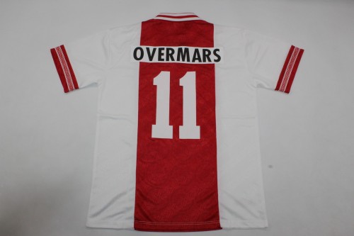 Retro Jersey 1994-1995 Ajax OVERMARS 11 Home Soccer Jersey Vintage Football Shirt