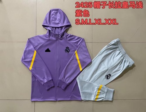 2024 Real Madrid Purple Soccer Training Jacket and Pants Football Tracksuit