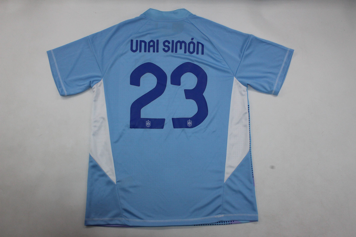 US 32 00 Fan Version Spain 2024 UNAI SIMON 23 Blue Goalkeeper Soccer US 32 00 Fan Version Spain 2024 UNAI SIMON 23 Blue Goalkeeper Soccer
