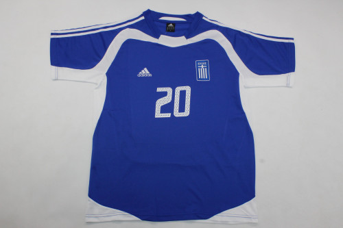 with Patch Retro Jersey 2004 Greece KARAGOUNIS 20 Away Blue Soccer Jersey Vintage Football Shirt