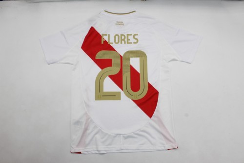 Fans Version 2024 Peru FLORES 20 Home Soccer Jersey Football Shirt