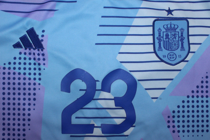 Fan Version Spain 2024 UNAI SIMON 23 Blue Goalkeeper Soccer Jersey España Camisetas de Futbol