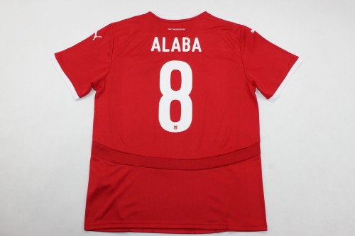 Fans Version Austria 2024 ALABA 8 Home Soccer Jersey Football Shirt