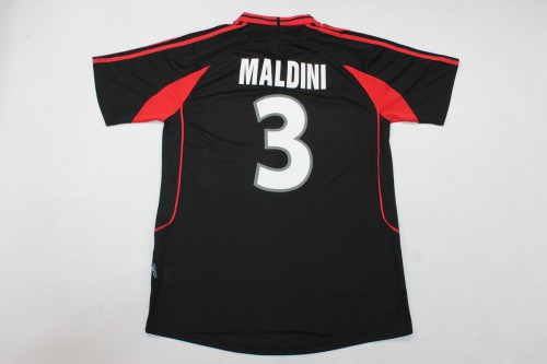 Retro Jersey 2000-2001 AC Milan MALDINI 3 Third Away Black Soccer Jersey AC Vintage Football Shirt