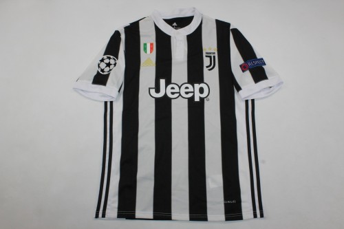 with Scudetto+UCL Patch Retro Jersey 2017-2018 Juventus Home Soccer Jersey Vintage Football Shirt
