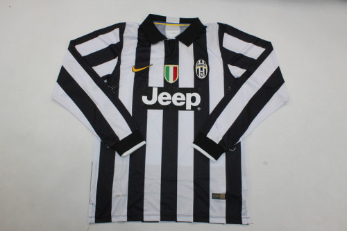 with Scudetto Patch Long Sleeve Retro Jersey 2014-2015 Juventus Home Soccer Jersey Vintage Football Shirt