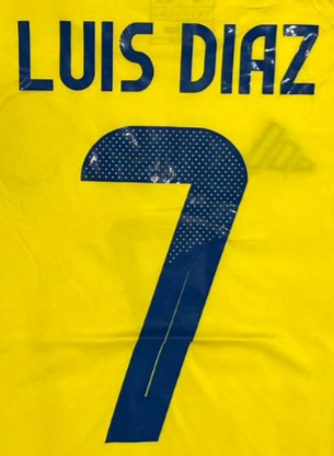 Luis Diaz 7 Lettering for Colombia 2024 Home Soccer Jersey