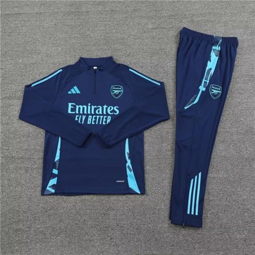2024 Arsenal Dark Blue Soccer Training Sweater and Pants