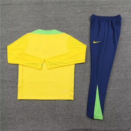 2024 Brazil Yellow Soccer Training Sweater and Pants Brasil Football Kit