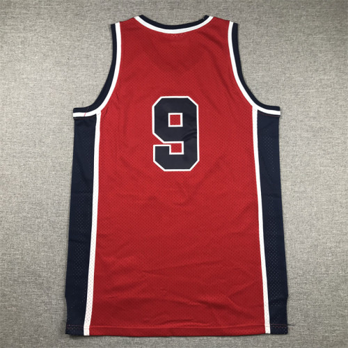 1984 Olympic Games NBA Jersey 9 Red Basketball Shirt