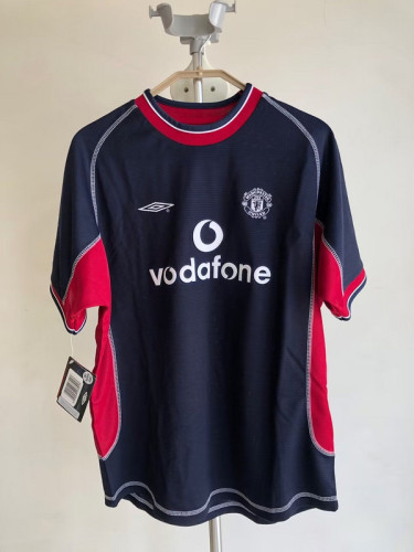 Retro Jersey 2001-2002 Manchester United Third Away Dark Blue Soccer Jersey Vintage Football Shirt