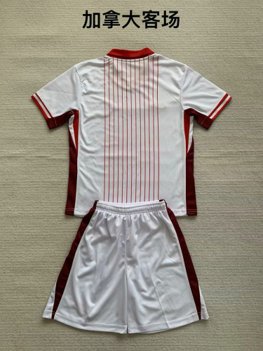 Youth Uniform Kids Kit Canada 2024 Away Soccer Jersey Shorts Child Football Set