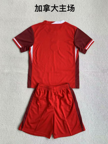 Youth Uniform Kids Kit Canada 2024 Home Soccer Jersey Shorts Child Football Set