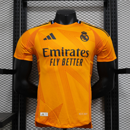 Player Version 2024-2025 Real Madrid Away Orange Soccer Jersey Real Football Shirt