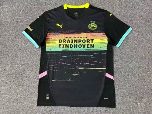 Fan Version 2024-2025 PSV Eindhoven Away Black Soccer Jersey Football Shirt