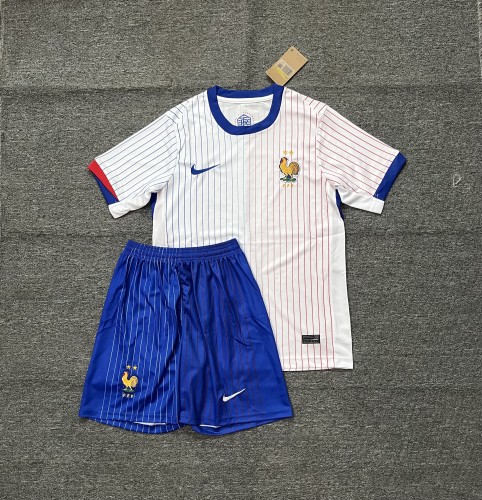 Adult Uniform 2024 France Away White Soccer Jersey Shorts Football Kit