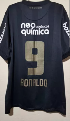 Retro Camisetas de Futbol 2010-2011 Corinthians RONALDO 9 Away Black Vintage Soccer Jersey