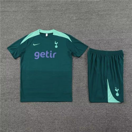 Adult Uniform 2024 Tottenham Hotspur Green Soccer Training Jersey and Shorts Football Kits