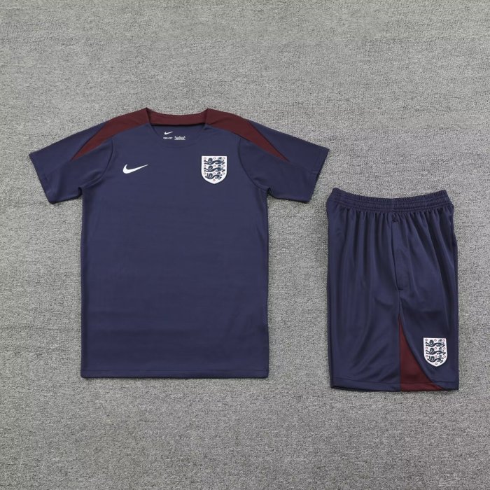 Adult Uniform 2024 England Dark Blue Soccer Training Jersey and Shorts Football Kits