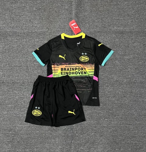 Youth Uniform Kids Kit PSV Eindhoven 2024-2025 Away Soccer Jersey Shorts Child Football Set