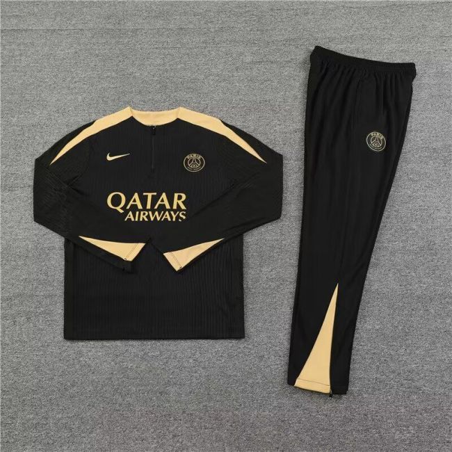 2024 PSG Black/Gold Soccer Training Sweater and Pants Paris Football Kit