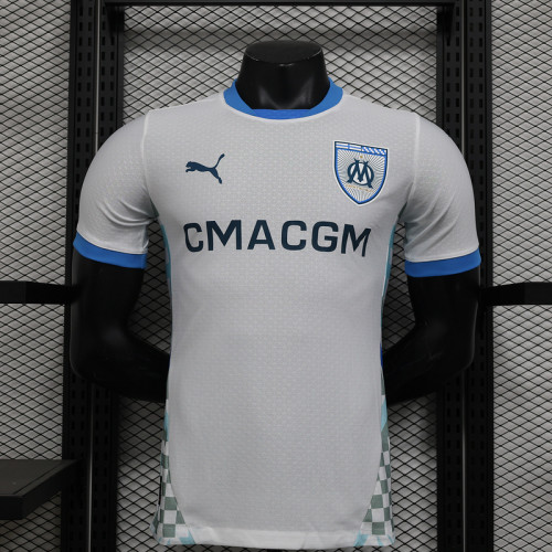 Player Version 2024-2025 Olympique de Marseille Home Soccer Jersey White Football Shirt