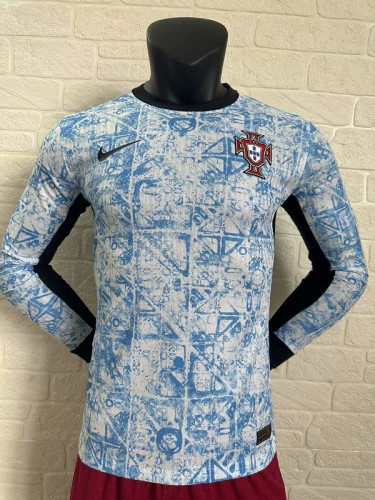 Long Sleeve Player Version 2024 Portugal Away Soccer Jersey Football Shirt