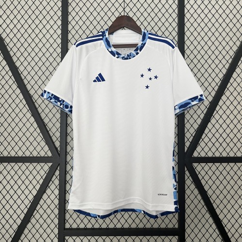 Fan Version 2024-2025 Cruzeiro Away White Football Shirt Soccer Jersey