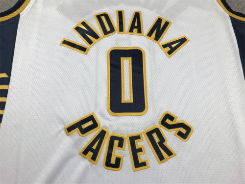 Indiana Pacers 0 HALIBURTON White NBA Shirt Basketball Jersey