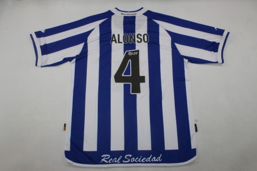 Retro Jersey 2002-2003 Real Sociedad ALONSO 4 Home Soccer Jersey Vintage Football Shirt