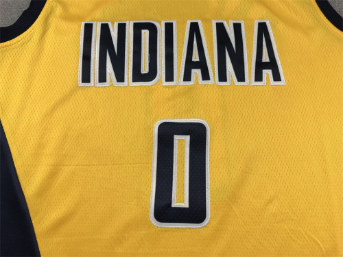 Indiana Pacers 0 HALIBURTON Yellow NBA Shirt Basketball Jersey