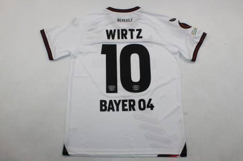 with Front Lettering Fan Version 2023-2024 Bayer 04 Leverkusen WIRTZ 10 Europa Final White Soccer Jersey