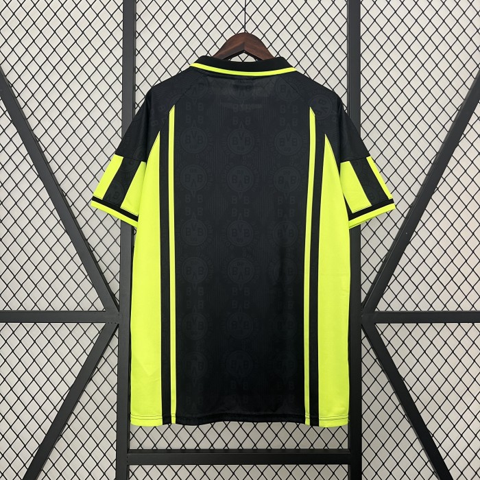 Retro Jersey 1996-1997 Borussia Dortmund Away Black Soccer Jersey Vintage BVB Football Shirt