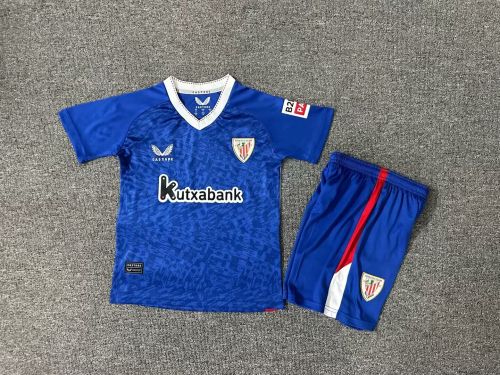 Youth Uniform Kids Kit 2024-2025 Athletic Bilbao Away Blue Soccer Jersey Shorts Child Football Set