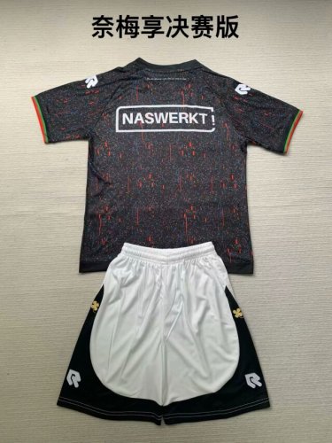 Adult Uniform 2024-2025 NEC Nijmegen Final Match Black Soccer Jersey Shorts Football Set