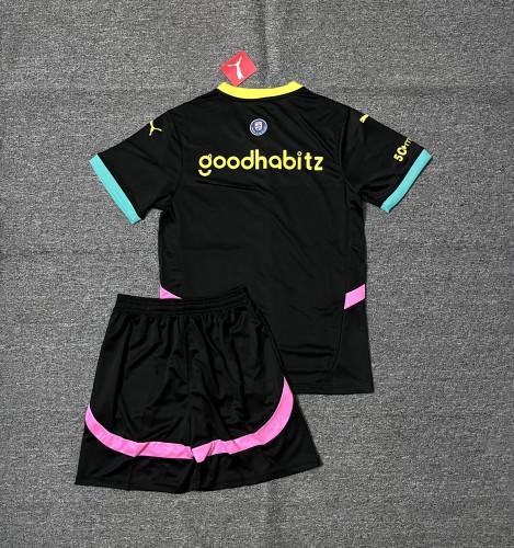 Adult Uniform 2024-2025 PSV Eindhoven Away Black Soccer Jersey Shorts
