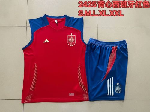 Adult Uniform 2024 Spain Red Soccer Training Vest and Shorts Football Set