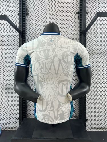 Player Version 2024-2025 Olympique de Marseille White/Blue Special Edition Soccer Jersey Football Shirt