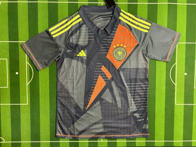Fan Version Germany 2024 Black/Grey/Orange Goalkeeper Soccer Jersey Deutsch Football Shirt