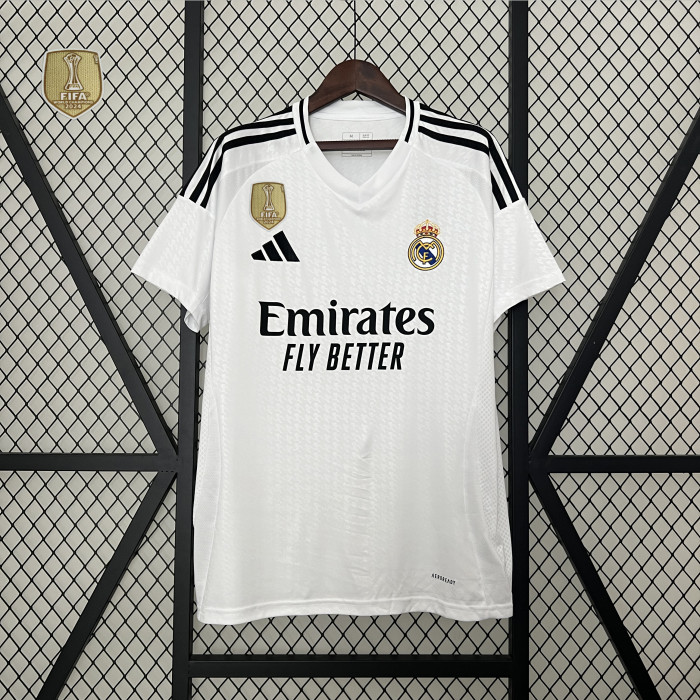 with Golden FIFA 2024 Patch Fan Version 2024-2025 Real Madrid Home Soccer Jersey Real Football Shirt