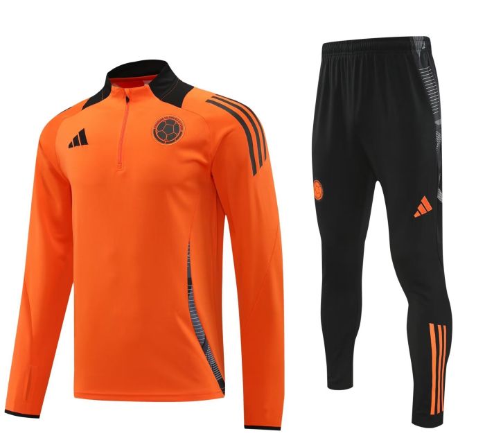 2024 Colombia Orange Soccer Training Sweater and Pants Football Kit