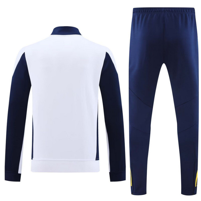 2024 Real Madrid White/Dark Blue Soccer Training Jacket Football Jacket and Pants
